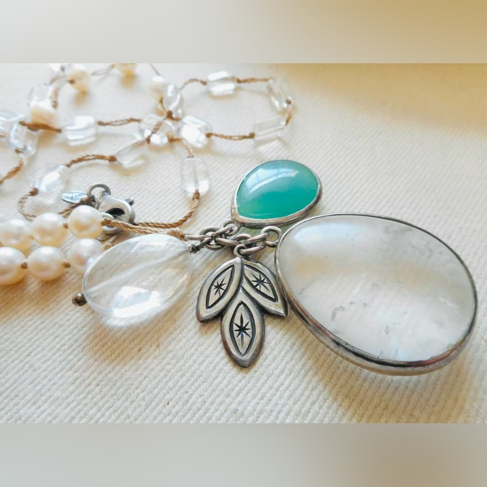 Retired Silpada 925 Sterling Silver Quartz Pearl Oh So Pretty Pendant Necklace